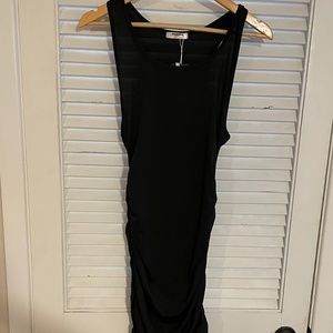 Black rouched midi bodycon dress